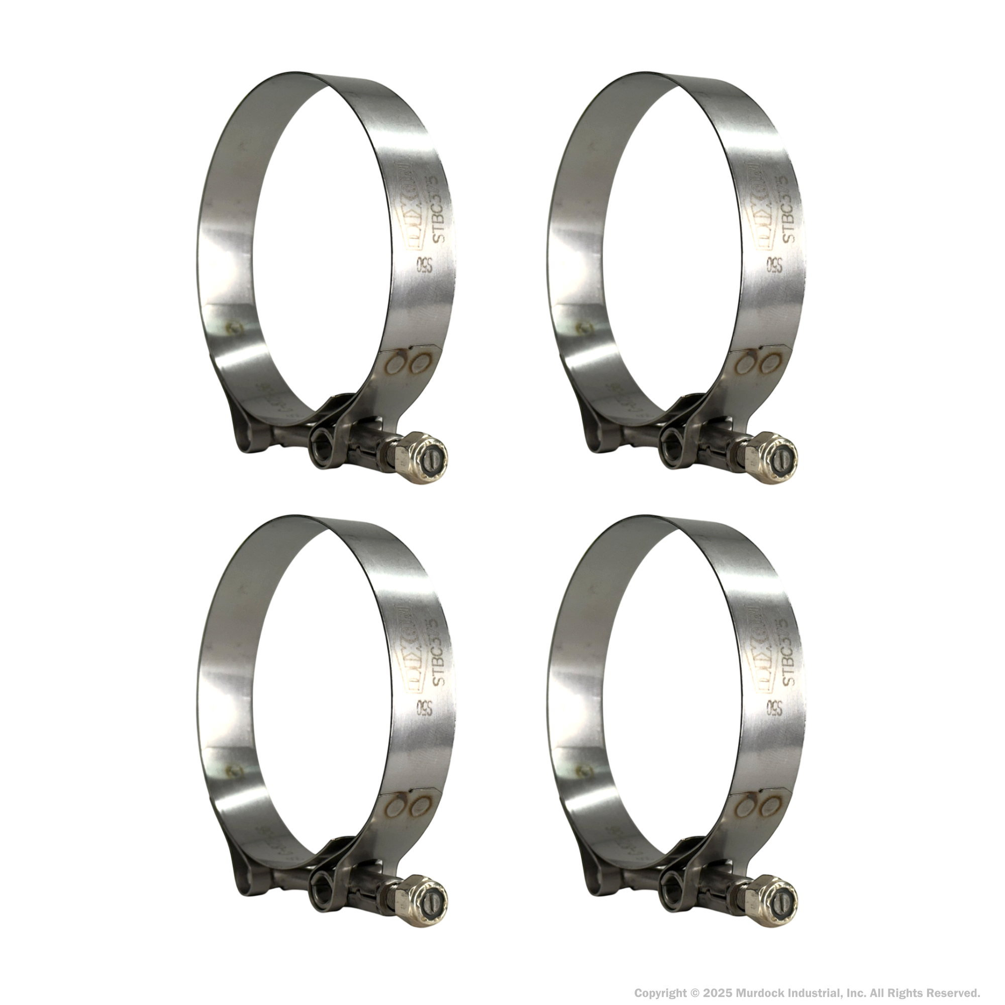 STBC450 by Dixon Valve | Style STBC | T-Bolt Clamp | 3/4" Band Width | Hose OD Range: from 4.25" to 4.56" | 300 Stainless Steel Band & Bolt