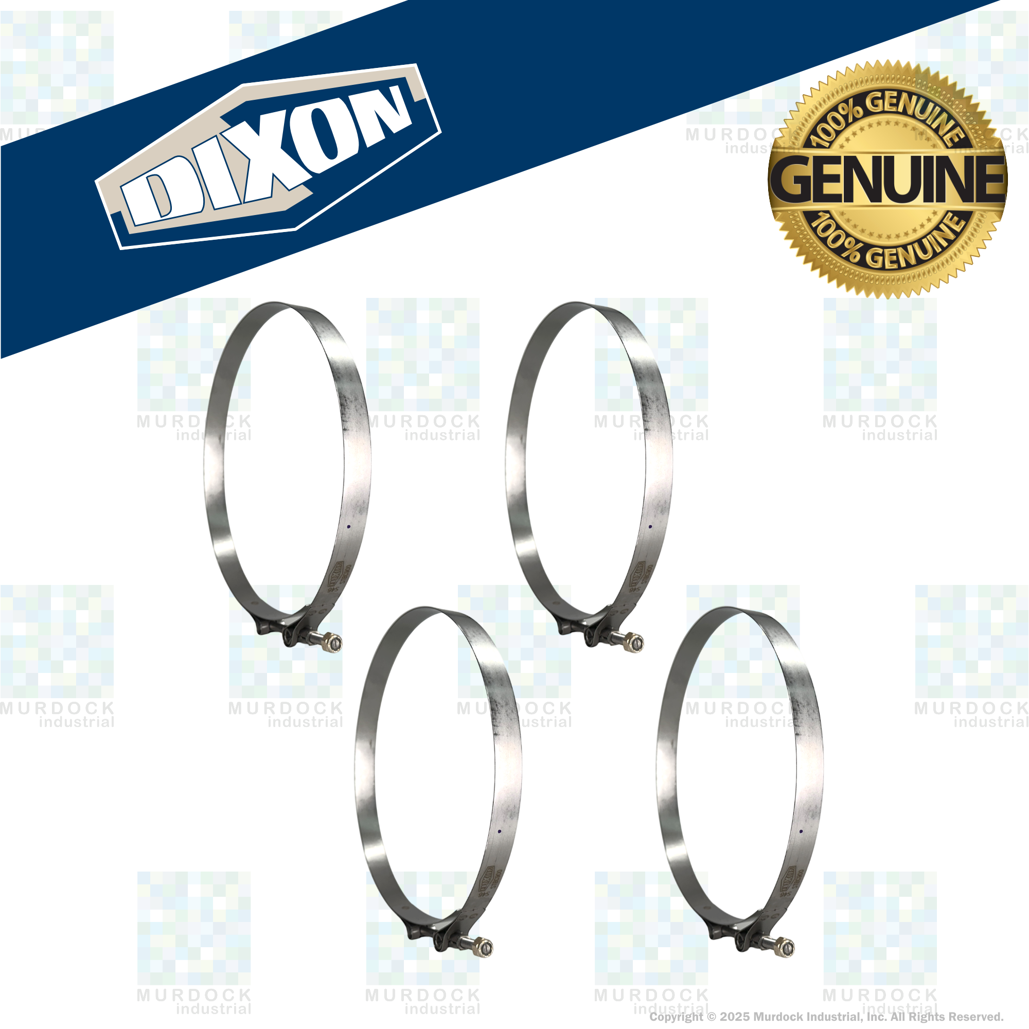 STBC725 by Dixon Valve | Style STBC | T-Bolt Clamp | 3/4" Band Width | Hose OD Range: from 7.00" to 7.31" | 300 Stainless Steel Band & Bolt