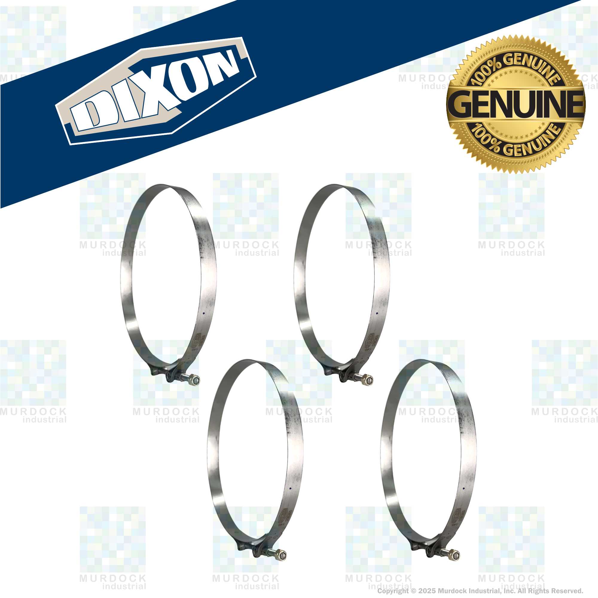 STBC750 by Dixon Valve | Style STBC | T-Bolt Clamp | 3/4" Band Width | Hose OD Range: from 7.25" to 7.56" | 300 Stainless Steel Band & Bolt