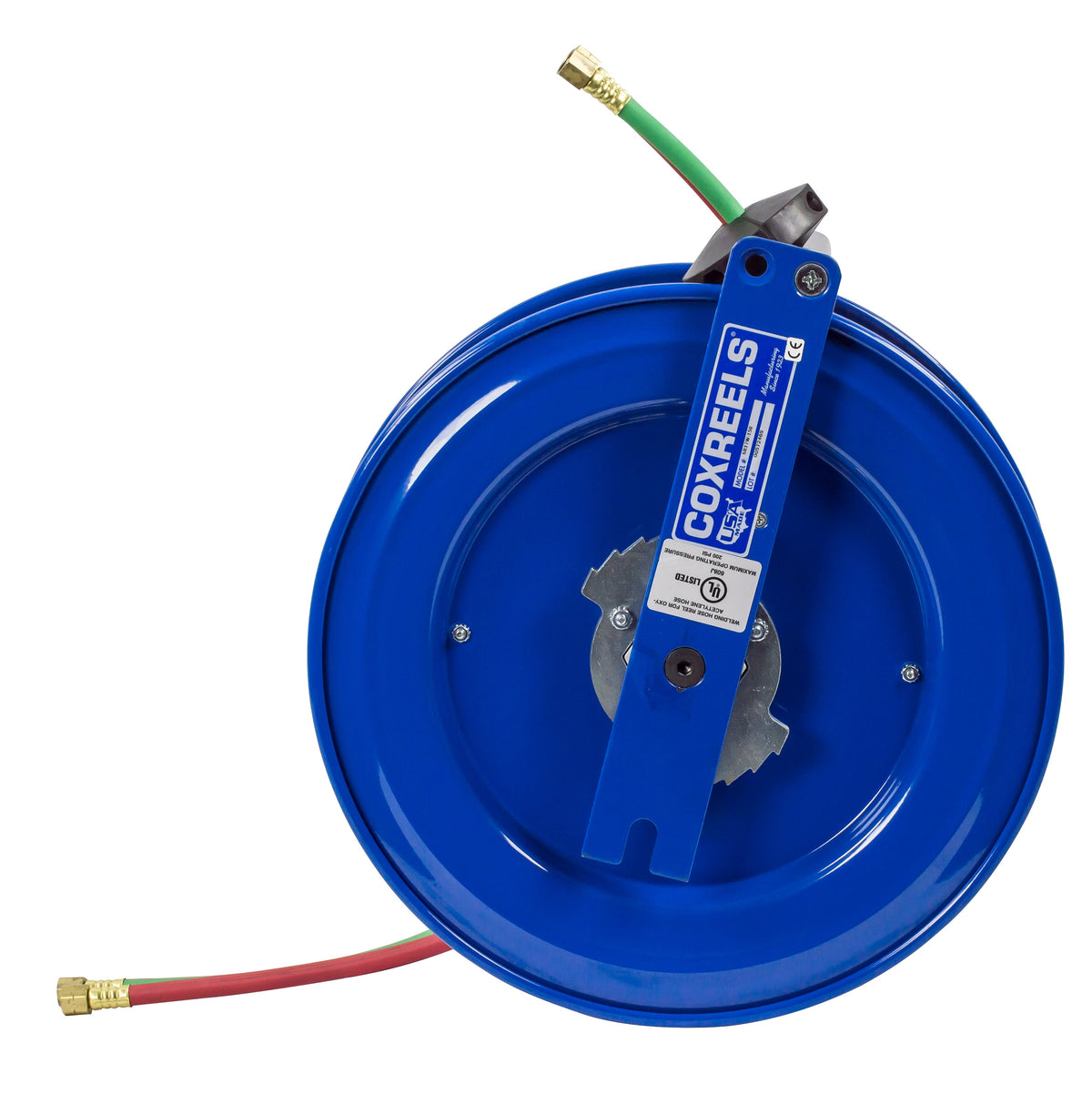 SL17WL-150 by Coxreels | SW Series | 200 PSI Dual Hose Left Side Mount Spring Driven Hose Reel for Oxy-Acetylene Welding | 1/4" Hose ID, 1/4" FNPT Inlet | Steel | 50ft Capacity, Hose Not Included