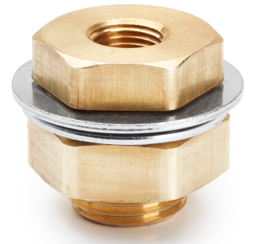 207ACBH-4-S by Parker | Pipe Fittings | Sealed Bulkhead | 1/4" Female Pipe Thread x 3/4" Male Pipe Thread | 1" Hex (B) | 1-1/8" Hex (C) | 1.50" Length | Straight | Brass