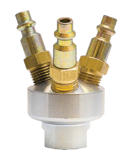 MAN2525S Breco by Foster | 3-Way Manifold w/ three Swivel Plugs | 1/4" Female NPT Inlet x 1/4" Industrial Interchange Swivel Plug | Manifold | Brass