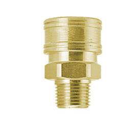 B-VHC6-6M-B Breco by Foster | FH Series | Two Way Valved Sockets | Quick Disconnect | 3/8" Male NPT Thread | Straight | Brass