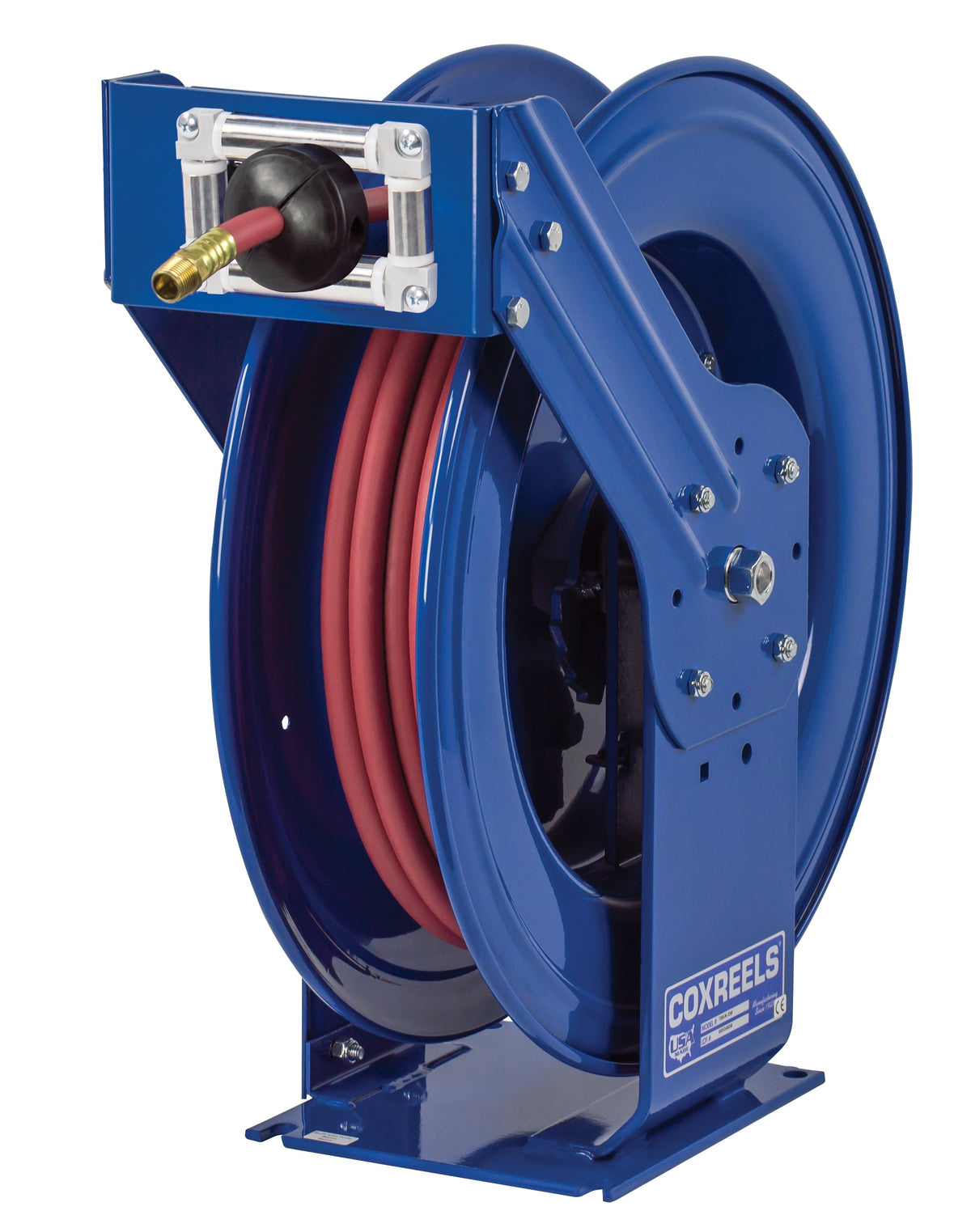 TSH-N-650 by Coxreels | T Series | 300 PSI Spring Driven Hose Reel for Air & Water | 1" Hose ID, 1" FNPT Inlet x 1" MNPT Hose End | Steel | 50ft PVC Hose Included