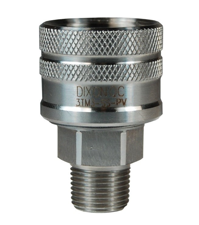 3TM3-PV by Dixon Valve | Hydraulic Quick Disconnect Coupling | T-Series | 1/4" Male NPT x 1/4" 10K Threaded Poppet | Socket | Nitrile Seal | Steel