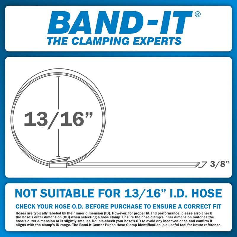 CP0399-20 by Band-It | Center Punch Clamp | 0.8125" ID | 3/8" Width | 0.025" Thickness | Galvanized Carbon Steel | 20/Box