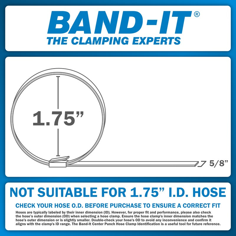 CP0799-20 by Band-It | Center Punch Clamp | 1.75" ID | 5/8" Width | 0.025" Thickness | Galvanized Carbon Steel | 20/Box