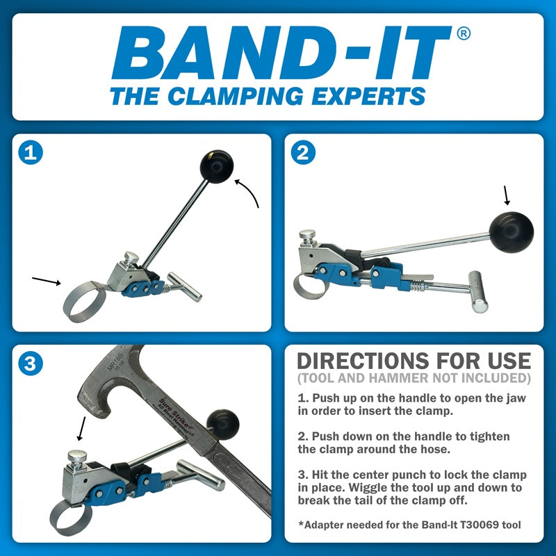 T30069-CP0399-20 by Band-It | Center Punch Clamps & Installation Tool Kit | 0.8125" ID | 3/8" Width | 0.025" Thickness | Galvanized Carbon Steel | 20/Box
