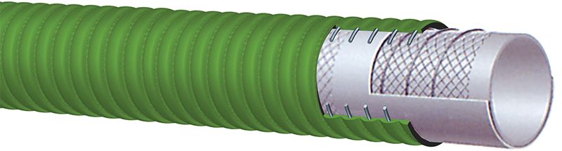 T714LG500X20 Alfagomma by Kuriyama | T714LG Series | FDA Corrugated Dry Food Material Handling Hose | 5" ID | 5.63" OD | 75 PSI | Green | 20ft Length
