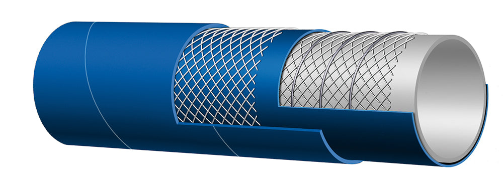 T903LE400X100 Alfagomma by Kuriyama | T903LE Series | FDA Hot Air Blower Hose | 4" ID | 4.57" OD | 150 PSI | Blue | 100ft