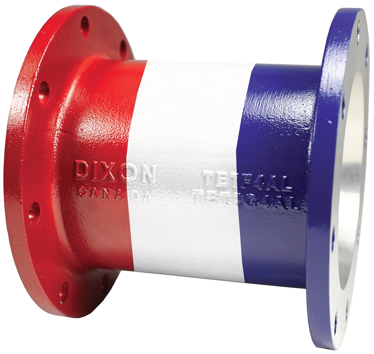 TETF4AL-R/W/B by Dixon Valve | TTMA Flange Extension | 4" Size | Red, White, and Blue | Powder Coated Aluminum