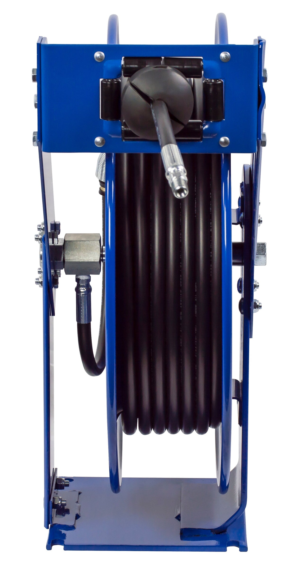 THP-N-1100 by Coxreels | T Series | 5,000 PSI Spring Driven Hose Reel for Grease & Hydraulic Oil | 1/4" Hose ID, 1/4" FNPT Inlet x 1/4" MNPT Hose End | Steel | 100ft Rubber Hose Included