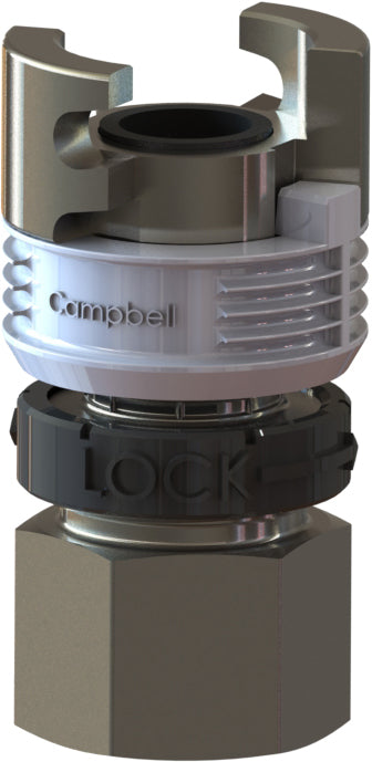 TLF-3L by Campbell Fittings | Double-Lock Coupling | Thor interchange | with Locking Sleeve | 3/4" Female NPT Thread x 3/4" Thor Interchange | Straight | Plated Steel
