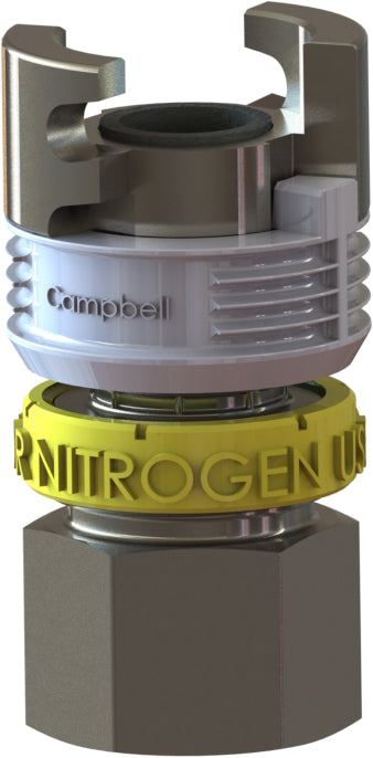 TLF-2N by Campbell Fittings | Double-Lock Coupling | for Nitrogen use only | 1/2" Female NPT Thread x 1/2" Hose Size | Straight | Plated Steel