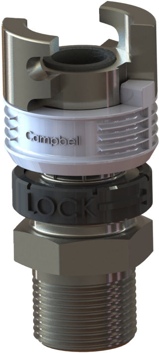 TLM-3L by Campbell Fittings | Double-Lock Coupling | Thor interchange | with Locking Sleeve | 3/4" Male NPT Thread x 3/4" Thor Interchange | Straight | Plated Steel