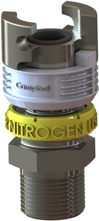 TLM-3N by Campbell Fittings | Double-Lock Coupling | for Nitrogen use only | 3/4" Male NPT Thread x 3/4" Hose Size | Straight | Plated Steel