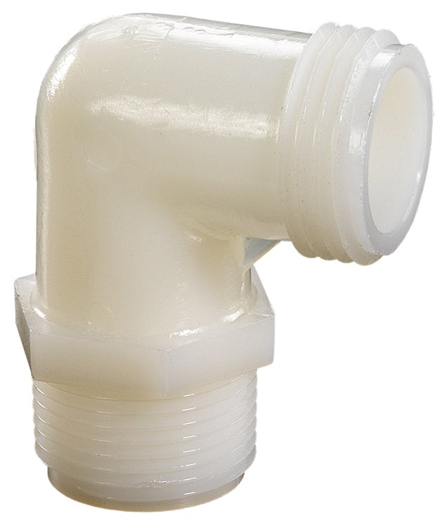 TLT73 by Dixon Valve | Tuff-Lite® | Garden Hose Adapter | 90° Elbow | 3/4" Male GHT x 3/8" Male NPT | Nylon | Pack of 25