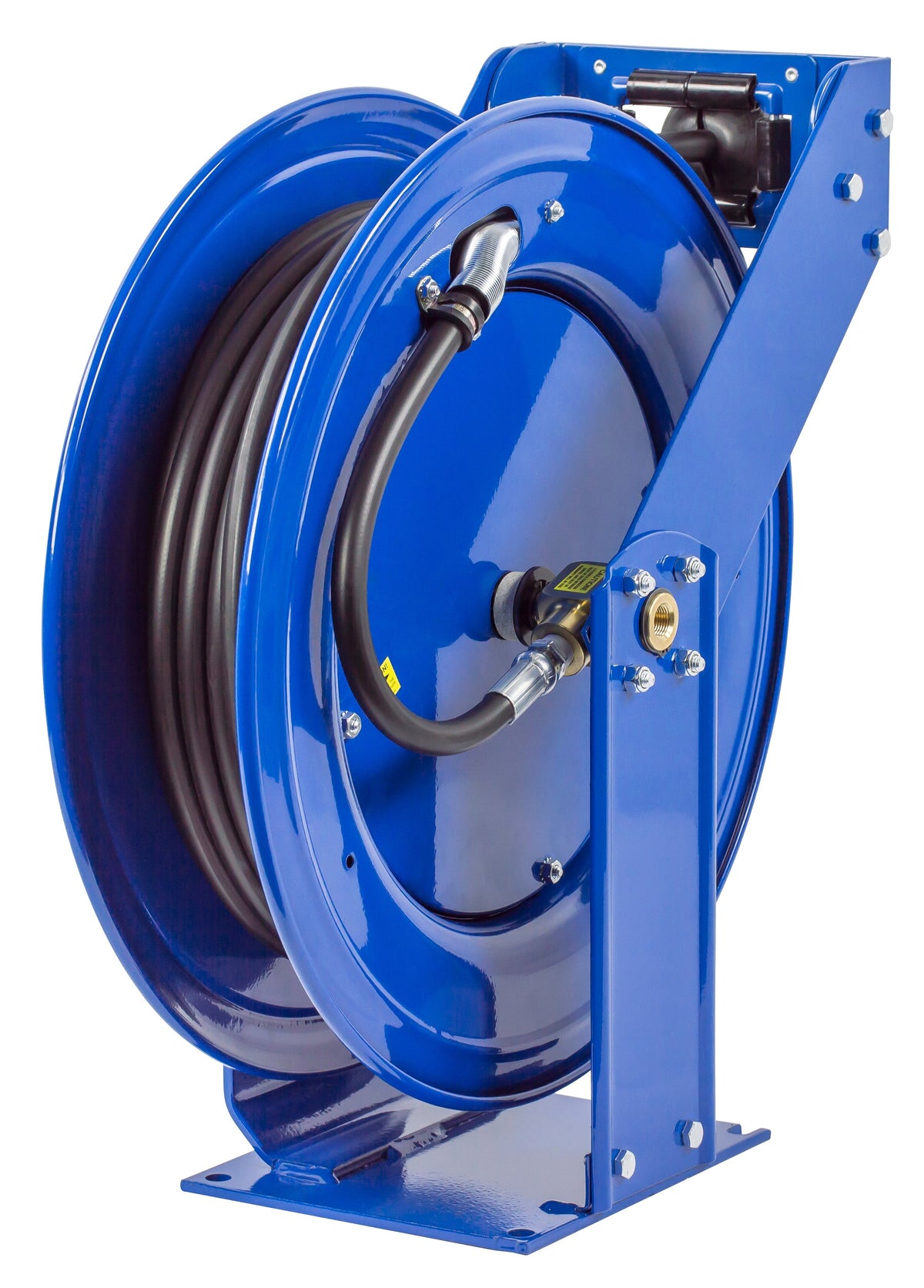 TMP-N-475 by Coxreels | T Series | 2,500 PSI Spring Driven Hose Reel for Air, Water & Oil | 1/2" Hose ID, 1/2" FNPT Inlet x 1/2" MNPT Hose End | Steel | 75ft Rubber Hose Included
