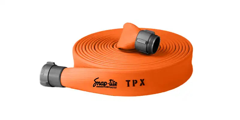 TPX40X25O40S by Snap-Tite | TPX Series | 3-Ply Fire Hose Assembly with Nitrile Liner | 4" Hose I.D. with 4" Storzs | 250 PSI | Orange | 25ft Length