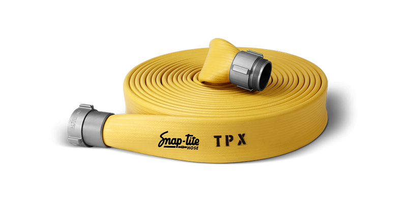 TPX80X25Y80S by Snap-Tite | TPX Series | 3-Ply Fire Hose Assembly with Nitrile Liner | 8" Hose I.D. with 8" Storzs | 125 PSI | Yellow | 25ft Length
