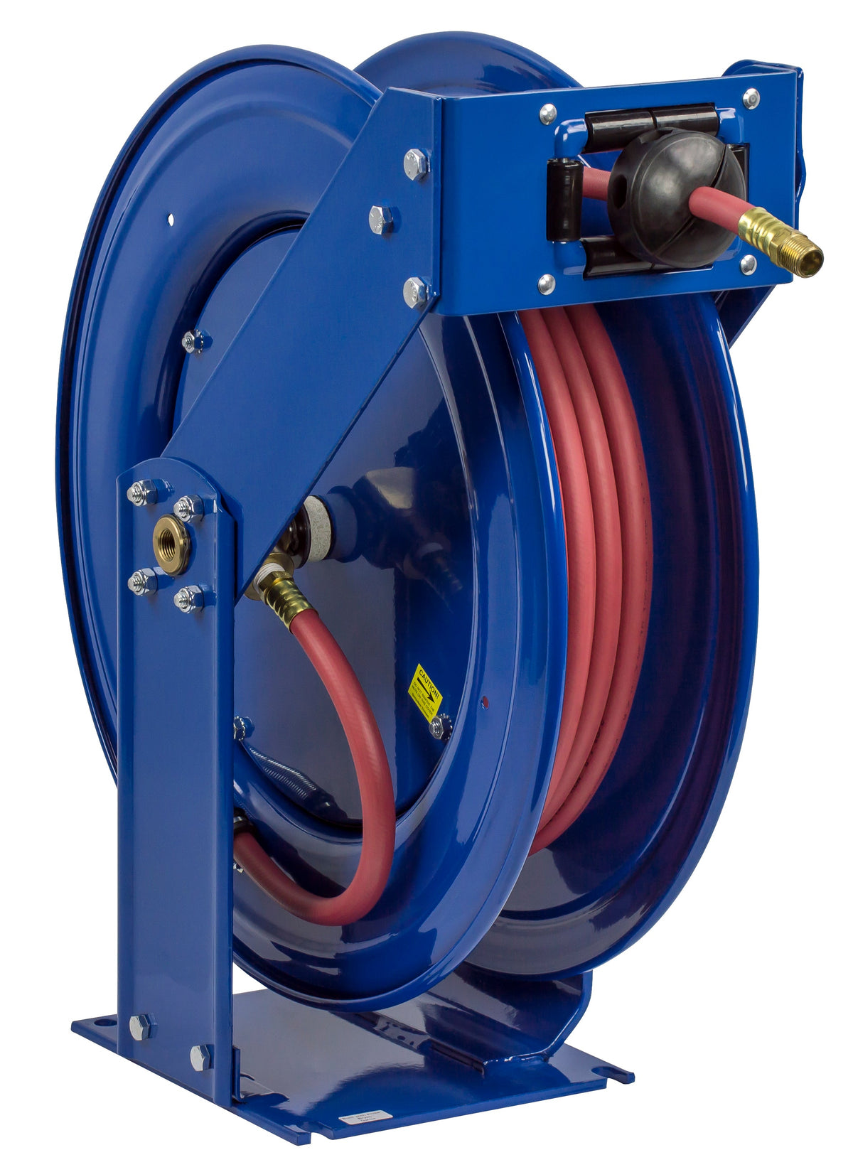 TSH-N-3125 by Coxreels | T Series | 300 PSI Spring Driven Hose Reel for Air & Water | 3/8" Hose ID, 3/8" FNPT Inlet x 3/8" MNPT Hose End | Steel | 125ft PVC Hose Included