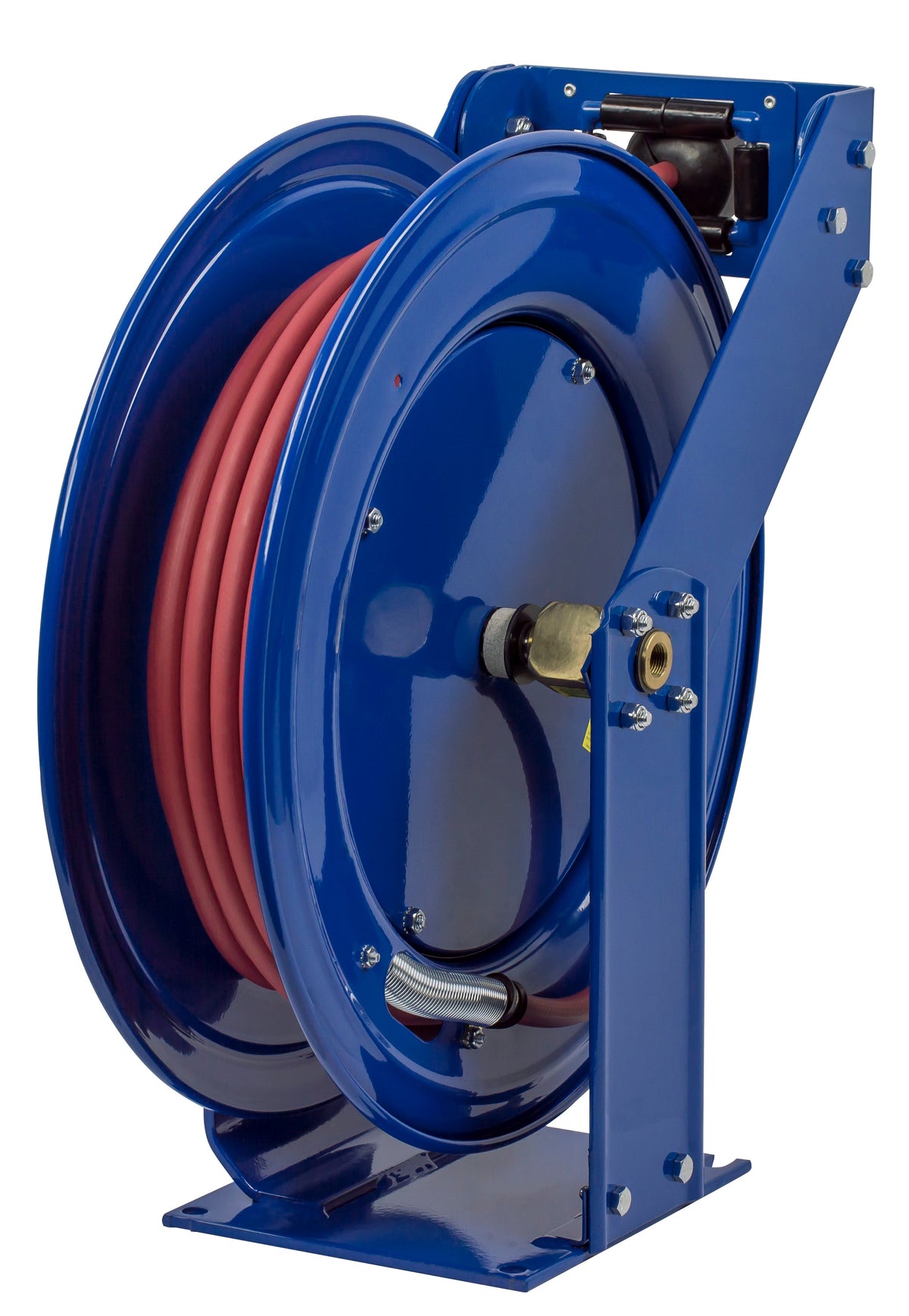 TSH-N-3125 by Coxreels | T Series | 300 PSI Spring Driven Hose Reel for Air & Water | 3/8" Hose ID, 3/8" FNPT Inlet x 3/8" MNPT Hose End | Steel | 125ft PVC Hose Included