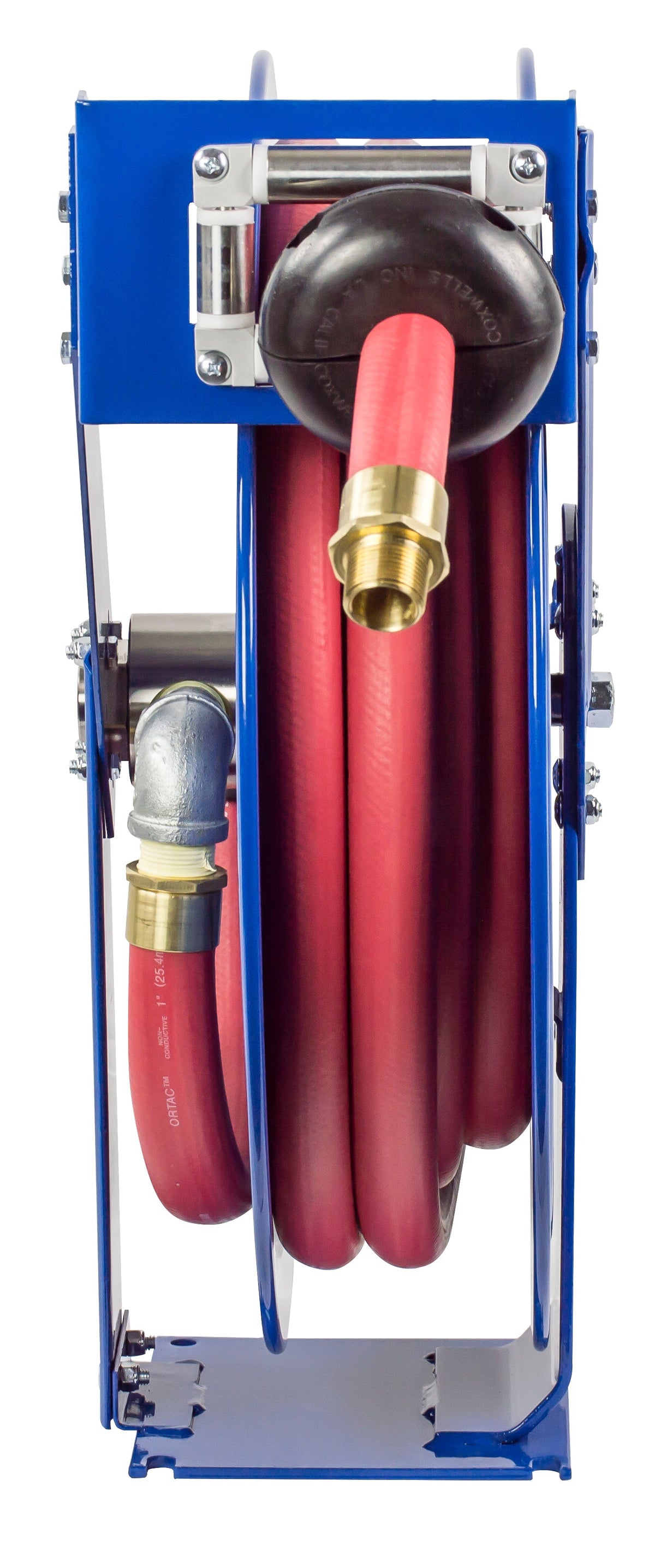 TSHF-N-635 by Coxreels | T-Fuel Series | 300 PSI Spring Driven Hose Reel for Fuel | 1" Hose ID, 1" FNPT Inlet x 1" MNPT Hose End | Steel | 35ft Nitrile Rubber Hose Included