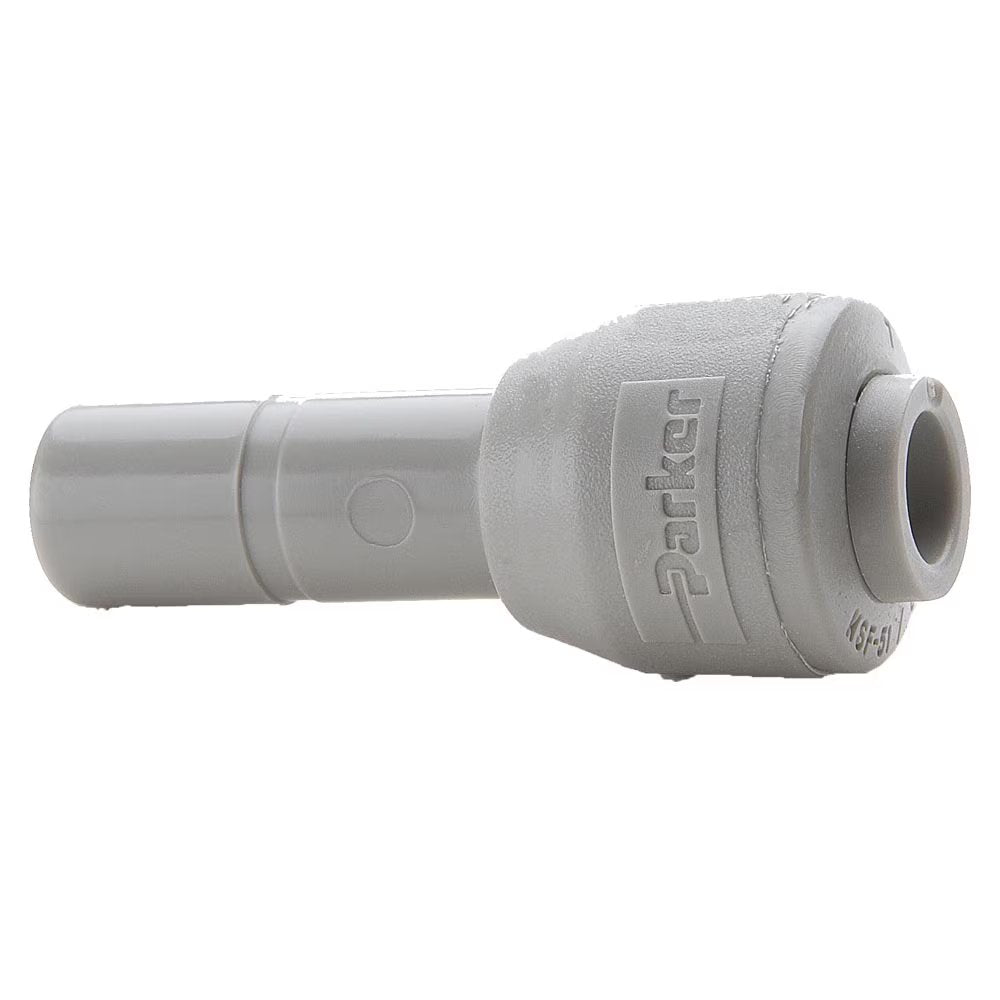 A6RD8-MG by Parker | TrueSeal™ Plug-In Fittings | 3/8" Push-to-Connect x 1/2" Tube Stem | Straight | Gray Acetal