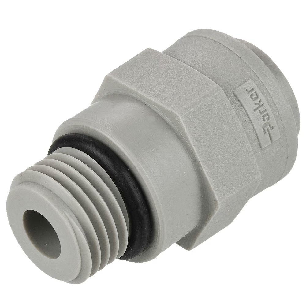 FB6ST9-HBLK by Parker | TrueSeal™ Threaded Fittings | 3/8" Connector x 9/16-18" UNS-2B Male Thread | 1.39" Length | Straight | Black | Kynar®