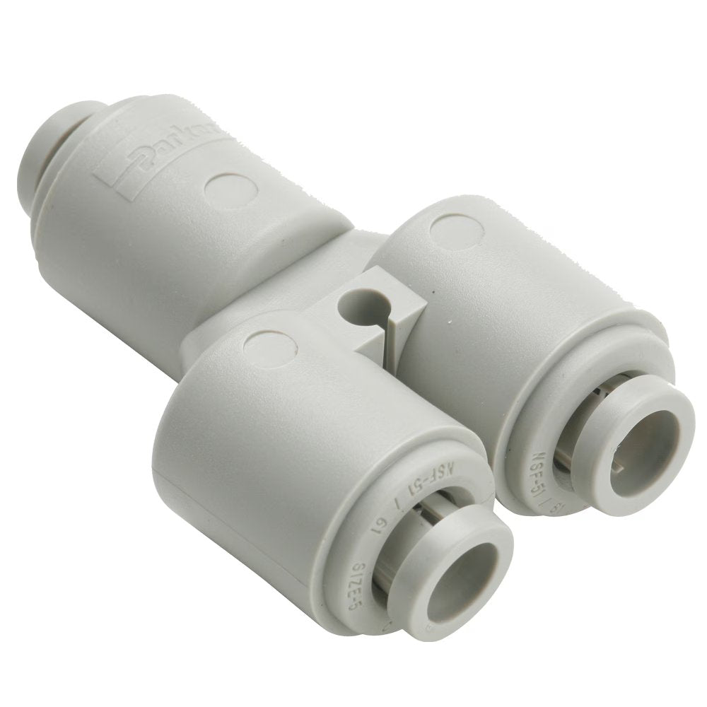 A6WY6-MG by Parker | TrueSeal™ Tube to Tube Union Fitting | 3/8" Inlet Push-to-Connect x 3/8" Outlet Push-to-Connect | 2.175" Length | 1.75" Width | Y | Gray | Acetal
