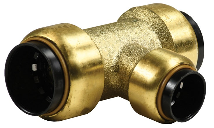 U412 by Dixon Valve | Tectite™ by Apollo® | Push to Connect Fitting | Reducing Tee | 3/4" Tube Size x 3/4" Tube Size x 1/2" Tube Size (Branch) | Forged Brass