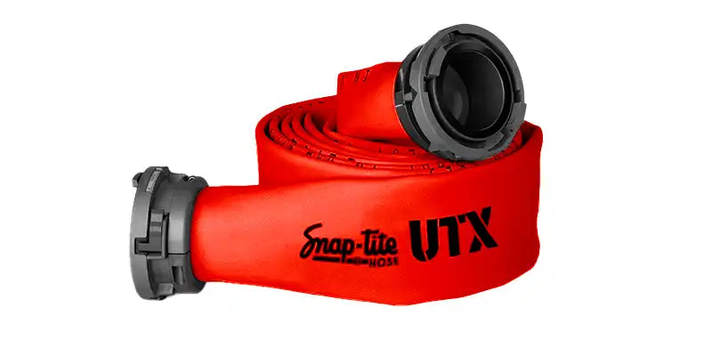 UTX50x50R50S by Snap-Tite | UTX Series | Polyurethane Covered Fire Hose Assembly with Polyester Reinforcement | 5" Hose I.D. with 5" Storzs | 200 PSI | Red | 50ft Length
