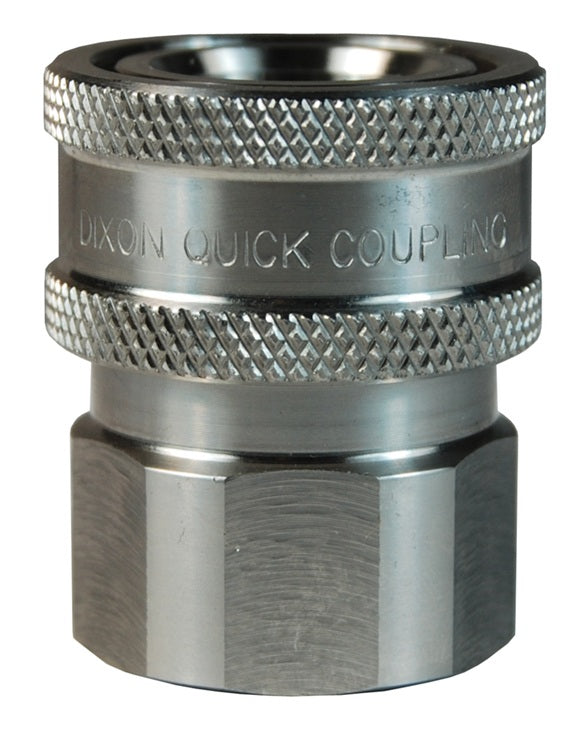 3VF3-SS-E by Dixon Valve | Hydraulic Quick Disconnect Coupling | V-Series | 3/8" Female NPTF x 3/8" MIL-C-51234 Unvalved | Socket | Nitrile Seal | 316 Stainless Steel