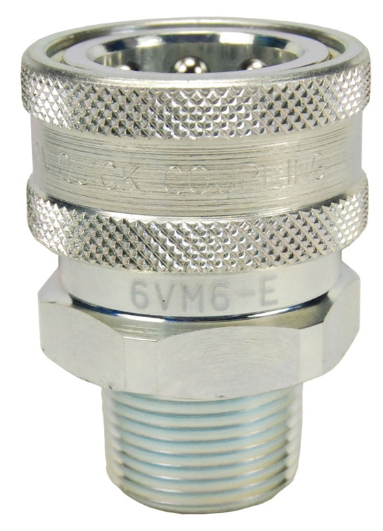 12VM12-E by Dixon Valve | Hydraulic Quick Disconnect Coupling | V-Series | 1-1/2" Male NPTF x 1-1/2" MIL-C-51234 Unvalved | Socket | Nitrile Seal | Steel