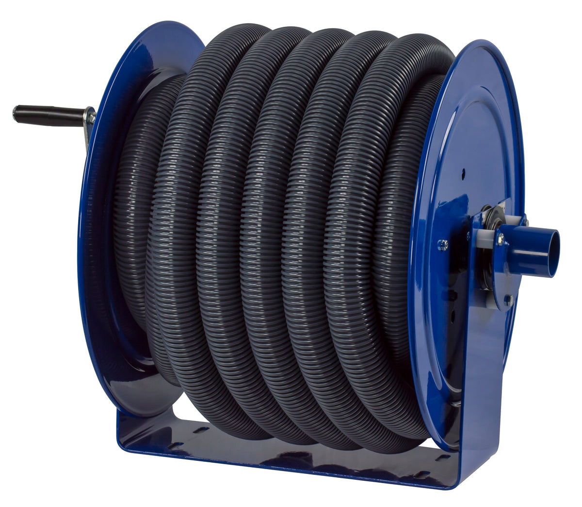 V-112H-730 by Coxreels | V100 Series | Hand Crank Vacuum Hose Reel | 1-1/2" or 2" Hose ID, 1-1/2"/2" Female Cuff Inlet | Steel | 30ft Hose Included