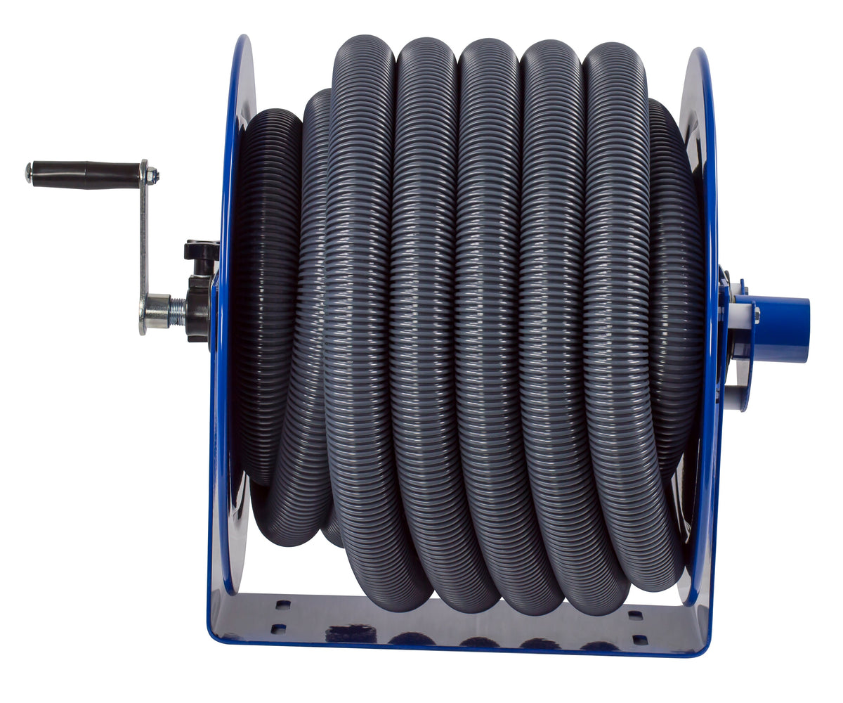 V-117H-850 by Coxreels | V100 Series | Hand Crank Vacuum Hose Reel | 1-1/2" or 2" Hose ID, 1-1/2"/2" Female Cuff Inlet | Steel | 50ft Hose Included
