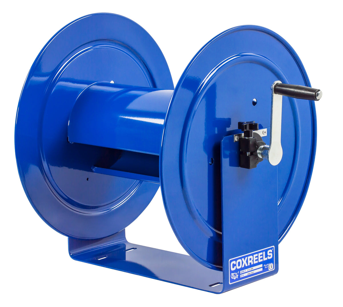 V-117-850 by Coxreels | V100 Series | Hand Crank Vacuum Hose Reel | 1-1/2" or 2" Hose ID, 1-1/2"/2" Female Cuff Inlet | Steel | 50ft Capacity, Hose Not Included