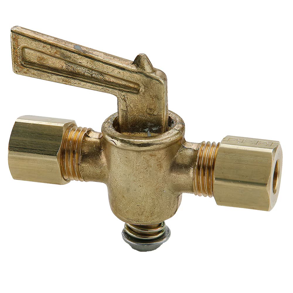 V303C-4-4 by Parker | Ground Plug Shutoff | 1/4" Tube Size Compression x 1/4" Tube Size Compression | Straight | Brass | Pack of 10