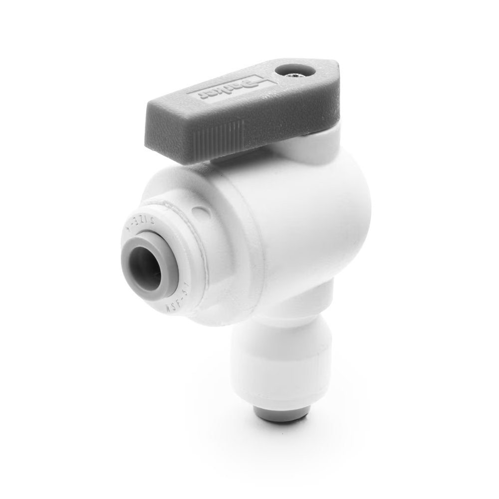 PP4VEU4-MG by Parker | TrueSeal™ Ball Valve | 1/4" Push-to-Connect x 1/4" Push-to-Connect | 2.33" Length | 90° Elbow | White | Polypropylene