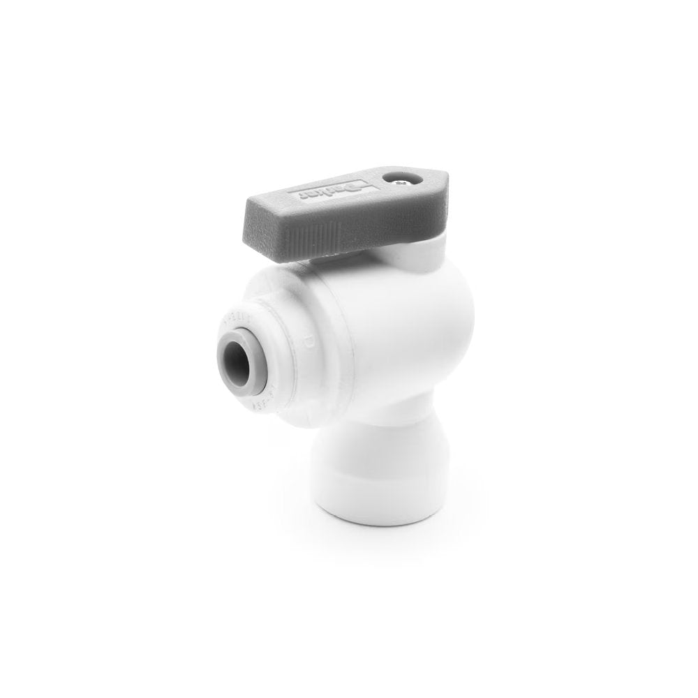 PP6VFE6-MG by Parker | TrueSeal™ Ball Valve | 3/8" Push-to-Connect x 3/8" Female NPTF Thread | 2.18" Length | 1.85" Width | 90° Elbow | White | Polypropylene