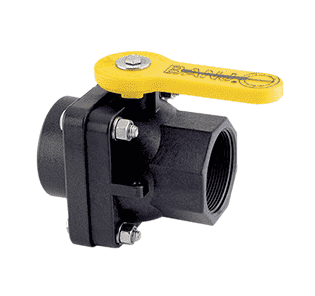 VS204FP by Banjo | Full Port Ball Valve "Stubby Valve" | 2" Female NPT x 2" Female NPT | 2" Opening Thru Ball | 225 PSI | Polypropylene | Pack of 6
