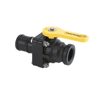 VSFHB200 by Banjo | 2" Standard Port Ball Valve "Stubby Valve" | 2" Male Adapter x 2" Hose Barb | 1-1/2" Opening Thru Ball | 100 PSI | Polypropylene | Pack of 6