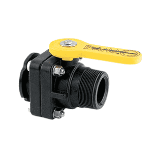 VSMT200CF by Banjo | Manifold "Stubby" Valve Standard Port | 2" Flange x 2" Male NPT | Opening Thru Ball: 1-1/2" | 150 PSI | Polypropylene | Pack of 6