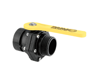 VSMT300 by Banjo | 3" Standard Port Ball Valve "Stubby Valve" | 3" Female NPT x 3" Male NPT | 2-1/2" Opening Thru Ball | 100 PSI | Polypropylene | Pack of 6