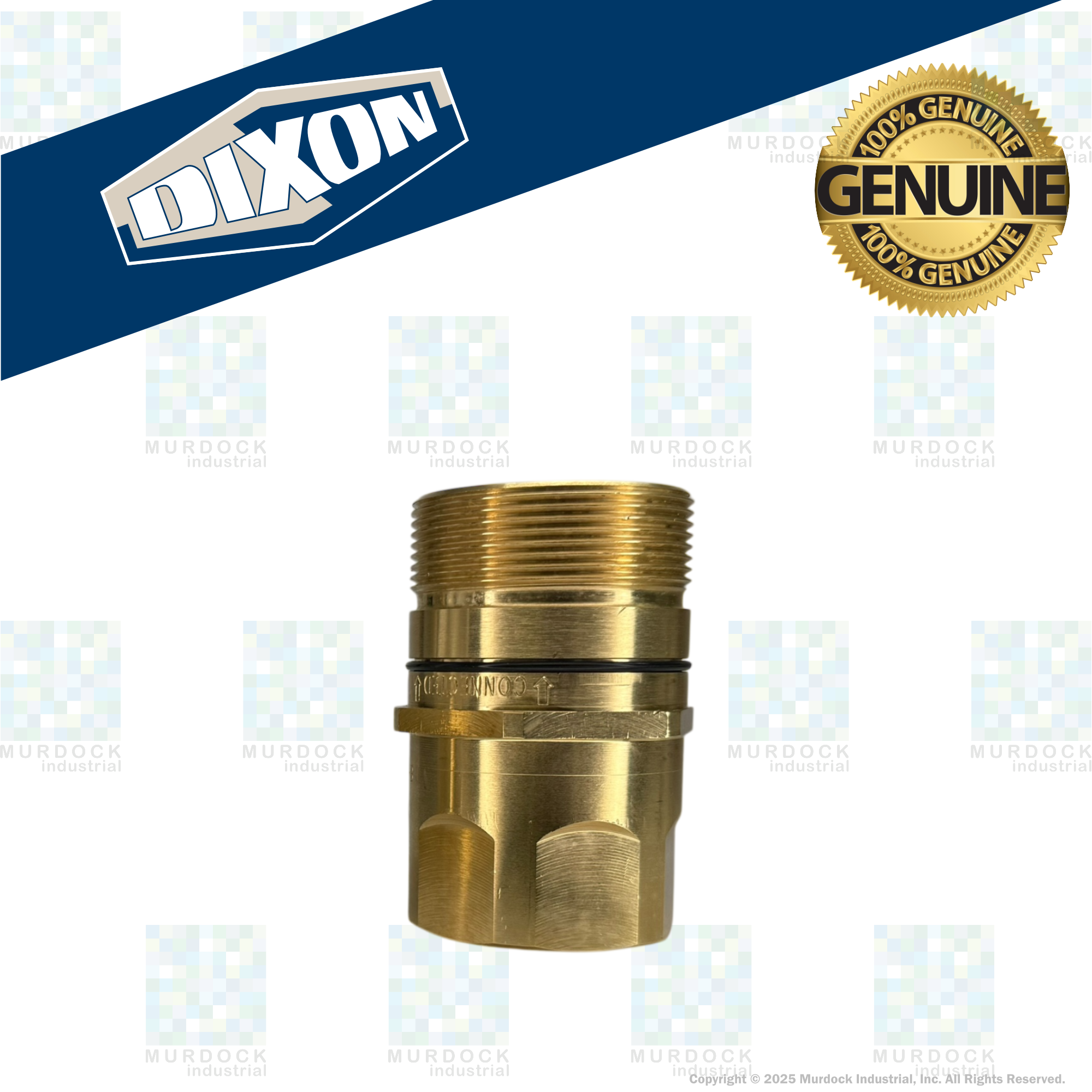 W12F12-B by Dixon Valve | Hydraulic Quick Disconnect Coupling | W-Series | 1-1/2" Female NPTF x 1-1/2" Wingstyle Interchange | Plug | Nitrile Seal | Brass