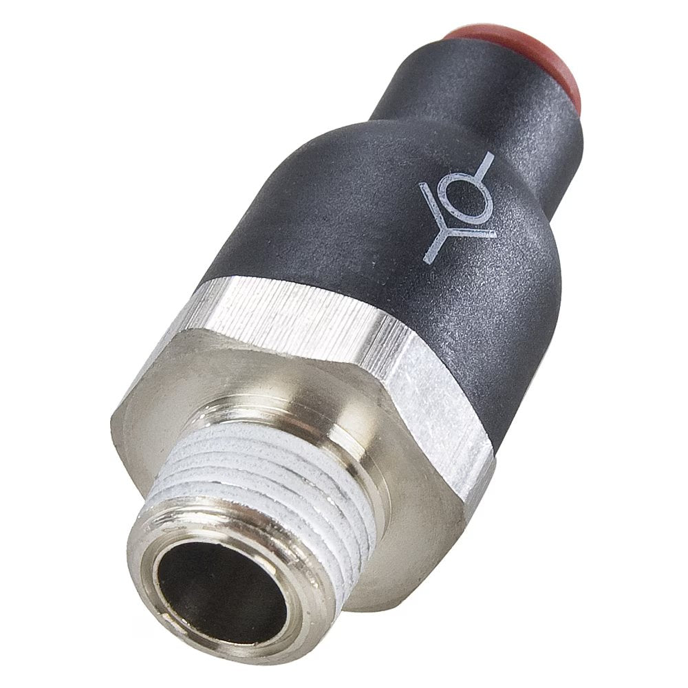 W68PLCK-6M-4R by Parker | Check Valve Meter Out | 6mm Push-to-Connect x 1/4" Male BSPT Thread | 16mm Hex | Straight | Nylon/Nickel-Plated Brass | Pack of 10