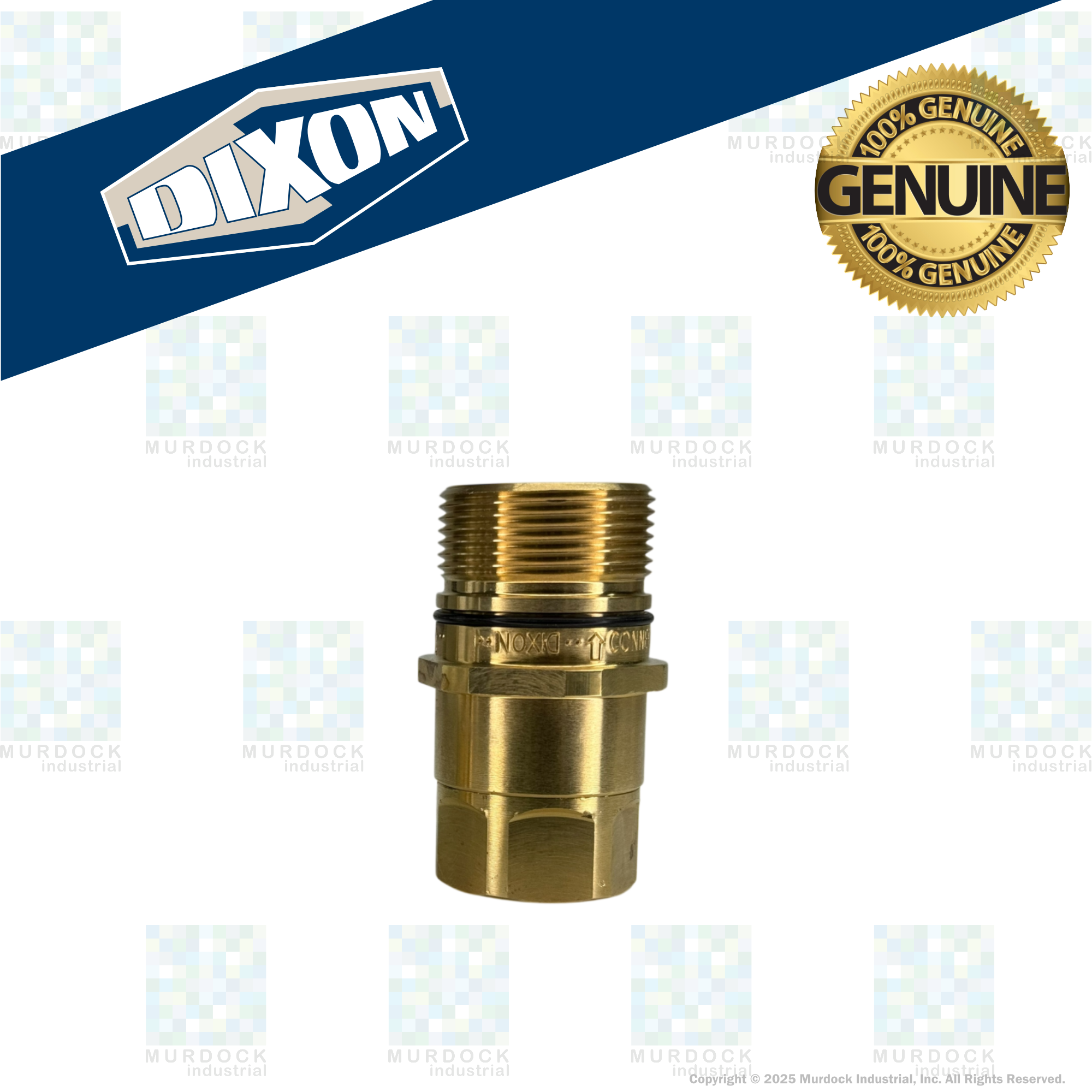 W8F8-B by Dixon Valve | Hydraulic Quick Disconnect Coupling | W-Series | 1" Female NPTF x 1" Wingstyle Interchange | Plug | Nitrile Seal | Brass