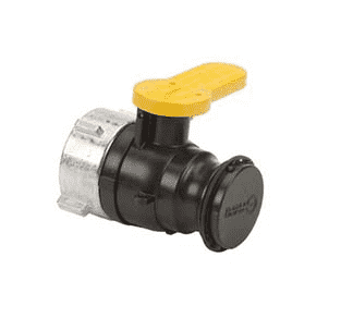 WSF210FSAV by Banjo | IBC Tank Accessories | 2" Spinweld Valve with QDC Outlet, Foil Seal & Cap | Gasket: FKM (Viton) | Collar Fits: SCHUTZ® | Collar ID: 2-3/4" | 50 PSI | Polypropylene
