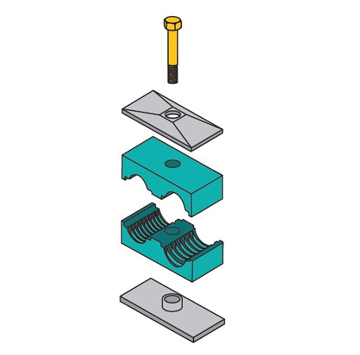 T5021S-SS by ZSi-Foster | Weld Mount Beta Clamp | Twin Series 1" x 1" Pipe | Polypropylene/304 Stainless Steel