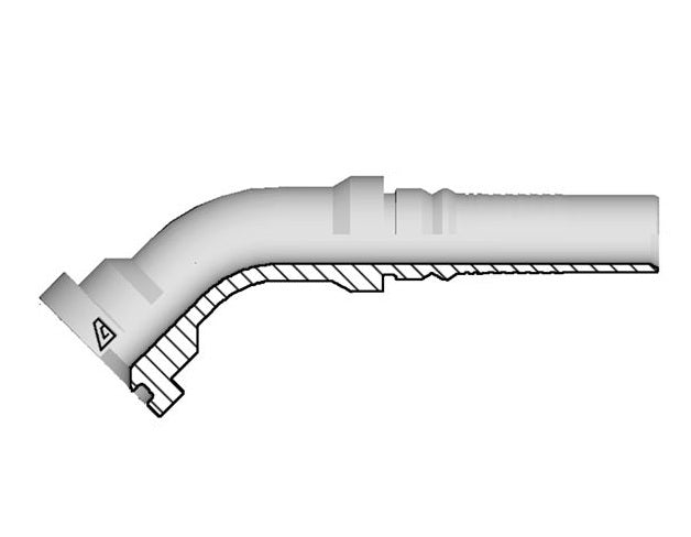 X-3232-C624 Alfagomma by Kuriyama | X Series | Two-Piece Hydraulic Hose Fitting | SAE J518 | 45° Elbow | -32 Hose ID x -32 Code 62 O-Ring Flange Interlock | Steel